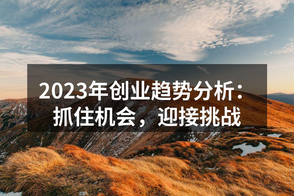 2023年创业趋势分析：抓住机会，迎接挑战